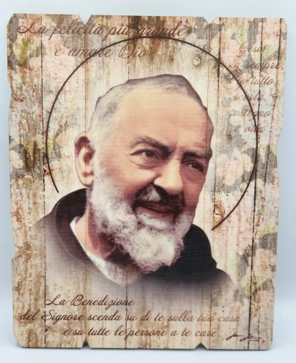 Obraz Ojciec Pio retro drewno